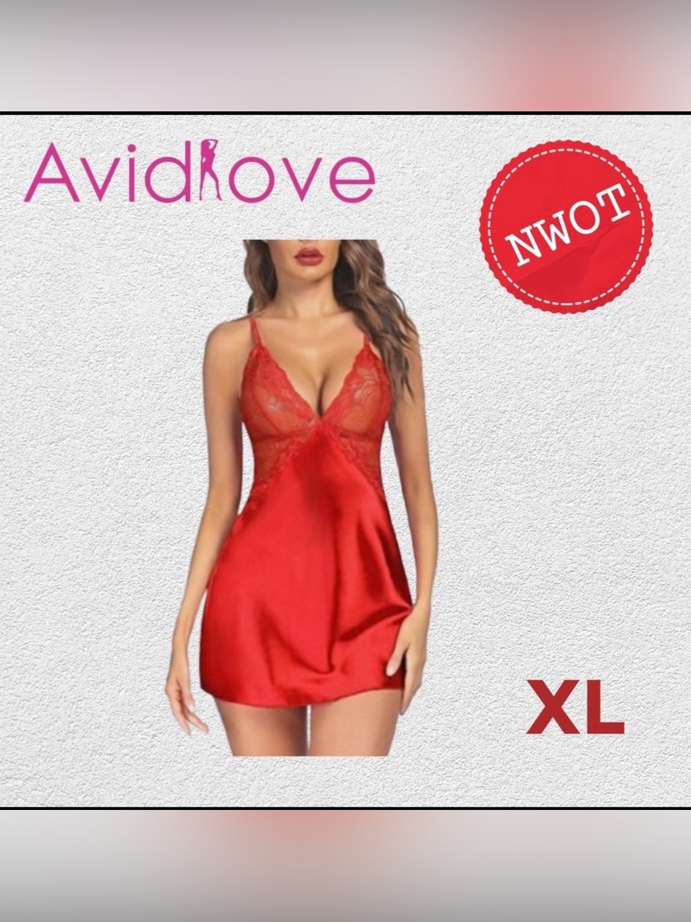 ⬇️🇨🇳🆕NWOT AVIDLOVE | XL| Elegant Red satin nightgown romantic lace details*